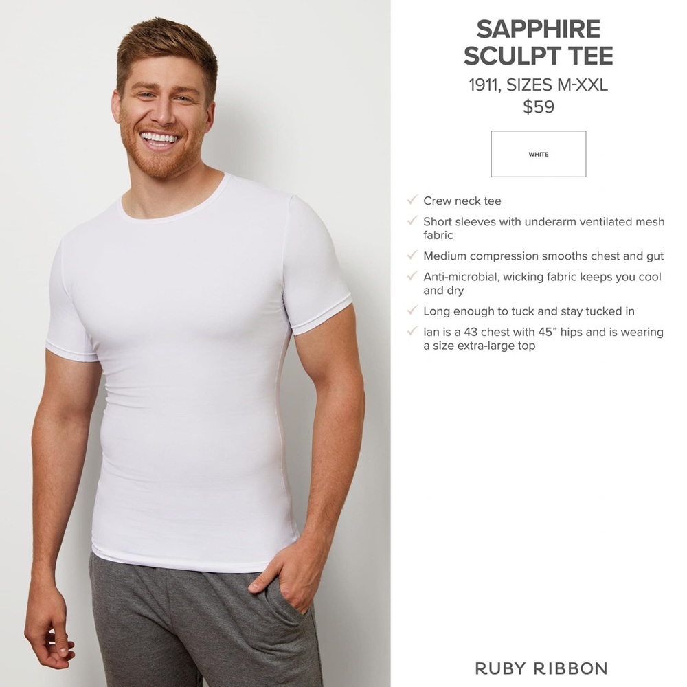 NWOT Retired Ruby Ribbon men’s sculpting tee Size Large